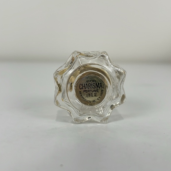 Avon Charisma EMPTY Perfume Bottle 1/8 oz Crystal Look Gold Lid - Picture 3 of 4